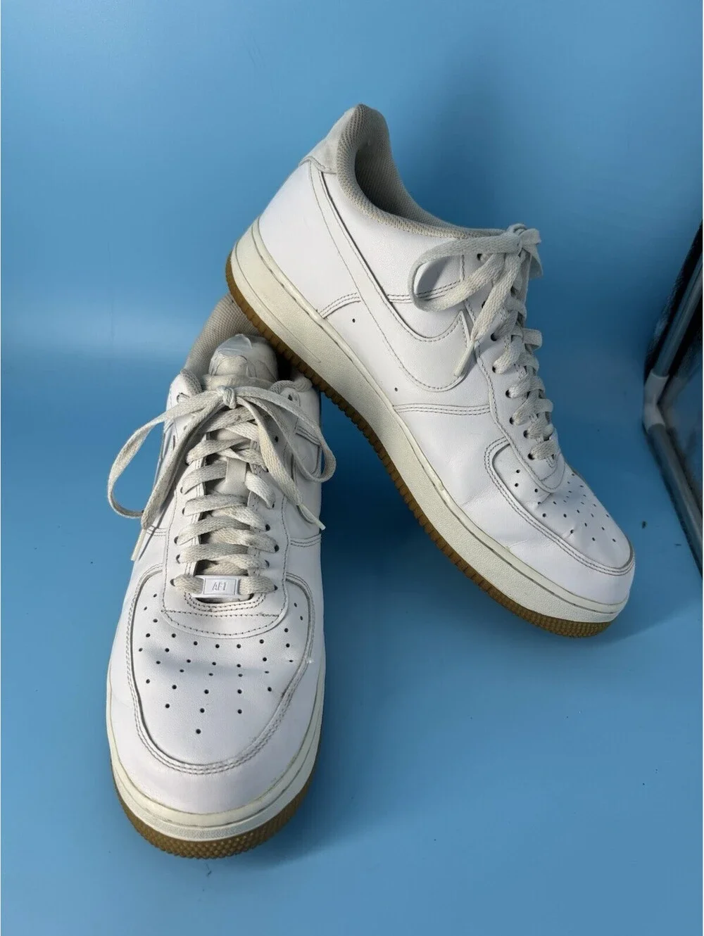 Nike Air Force 1 07 LV8 FB8971-100 White Reflective Swoosh Men Size 13 Gum Sole